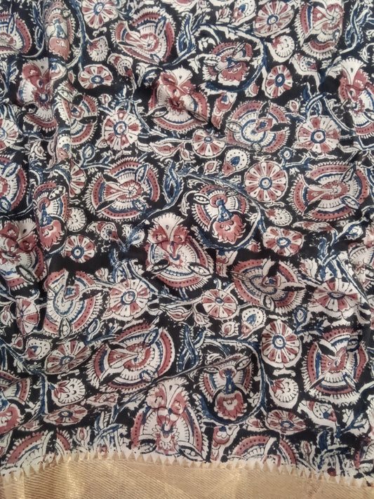 Cotton kalamkari block print fabric