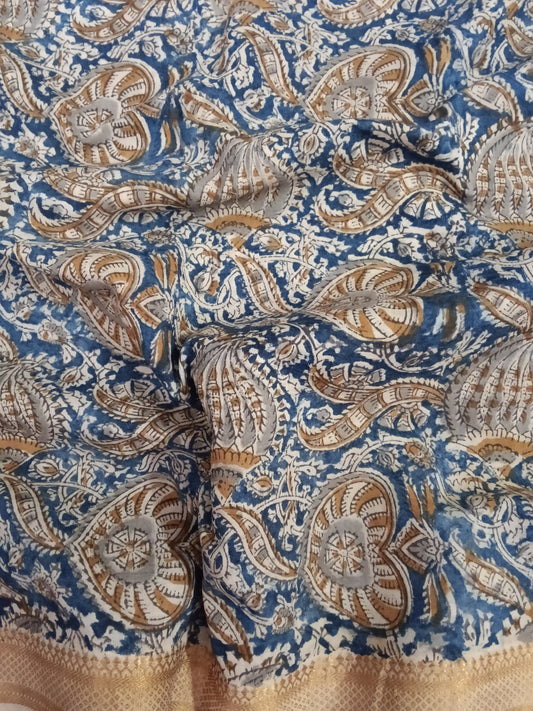 Cotton kalamkari block print fabric