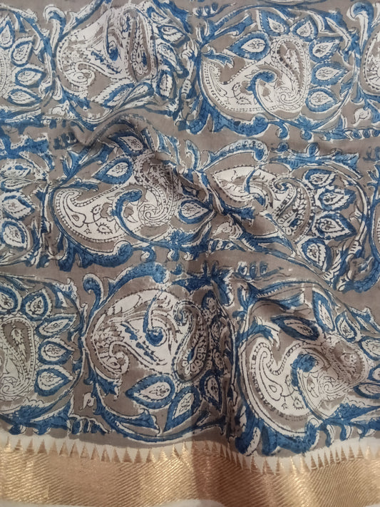 Cotton kalamkari block print fabric