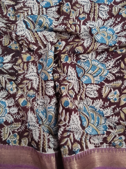 Cotton kalamkari block print fabric