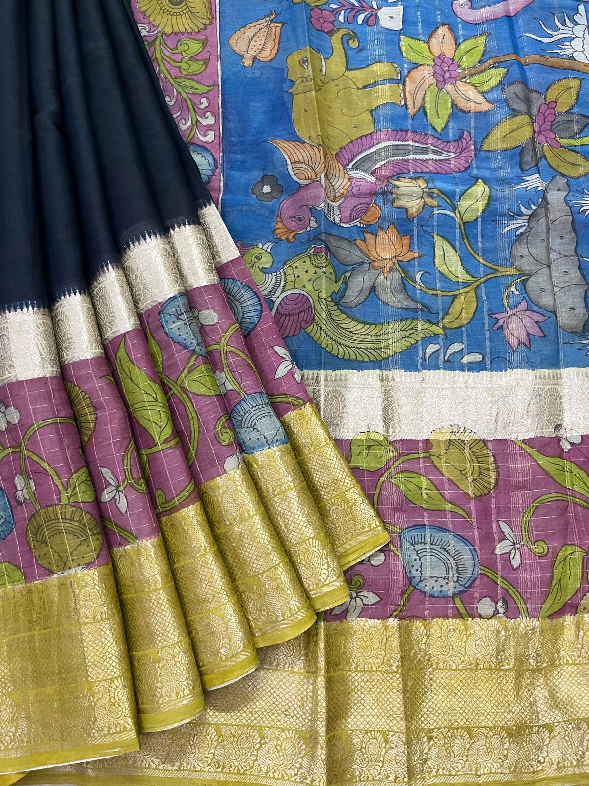 Pen kalamkari saree
