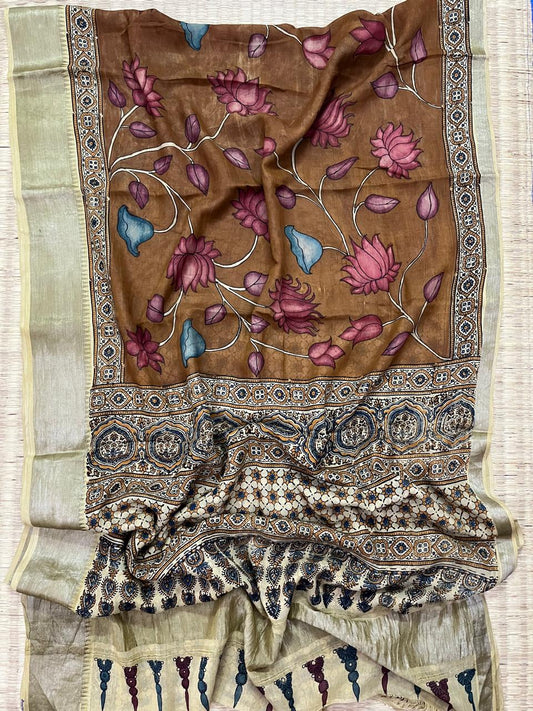 Ajrakh X Pen kalamkari saree