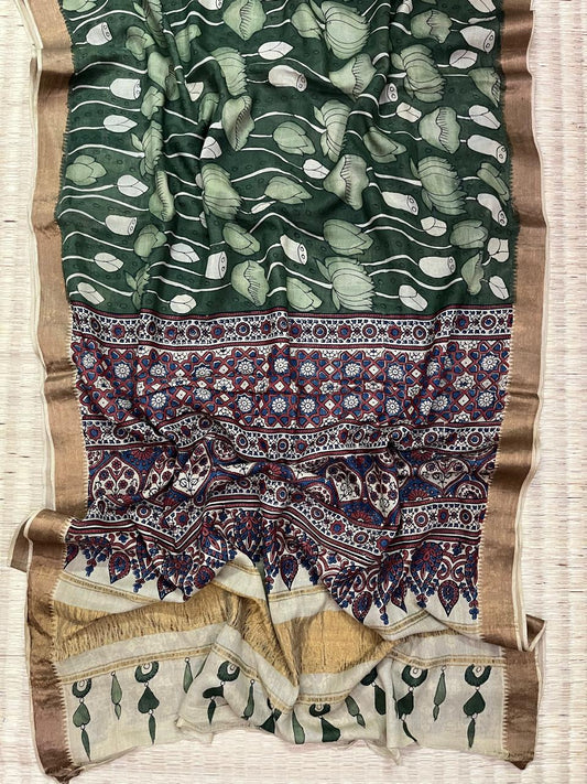 Ajrakh X Pen kalamkari saree