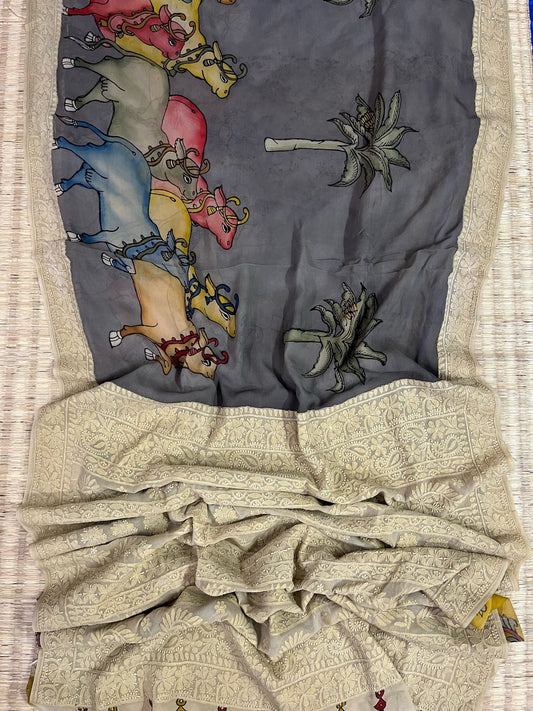 Chikankari X  Pen Kalamkari saree