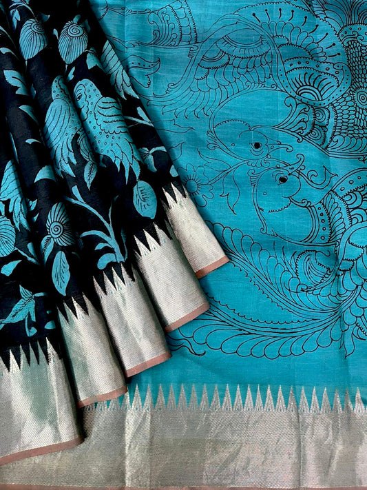 Reverse technique penkalamkari saree
