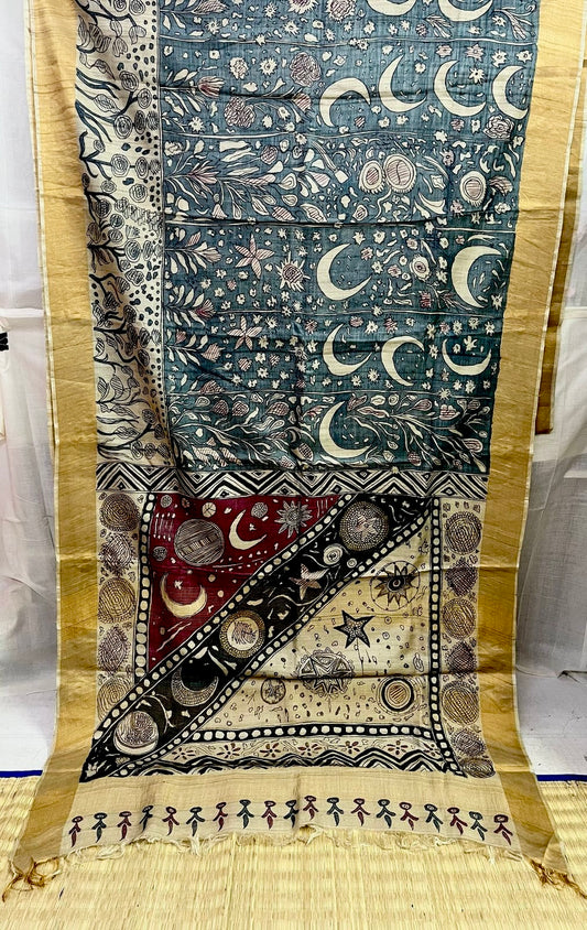 PenKalamkari Tussar saree